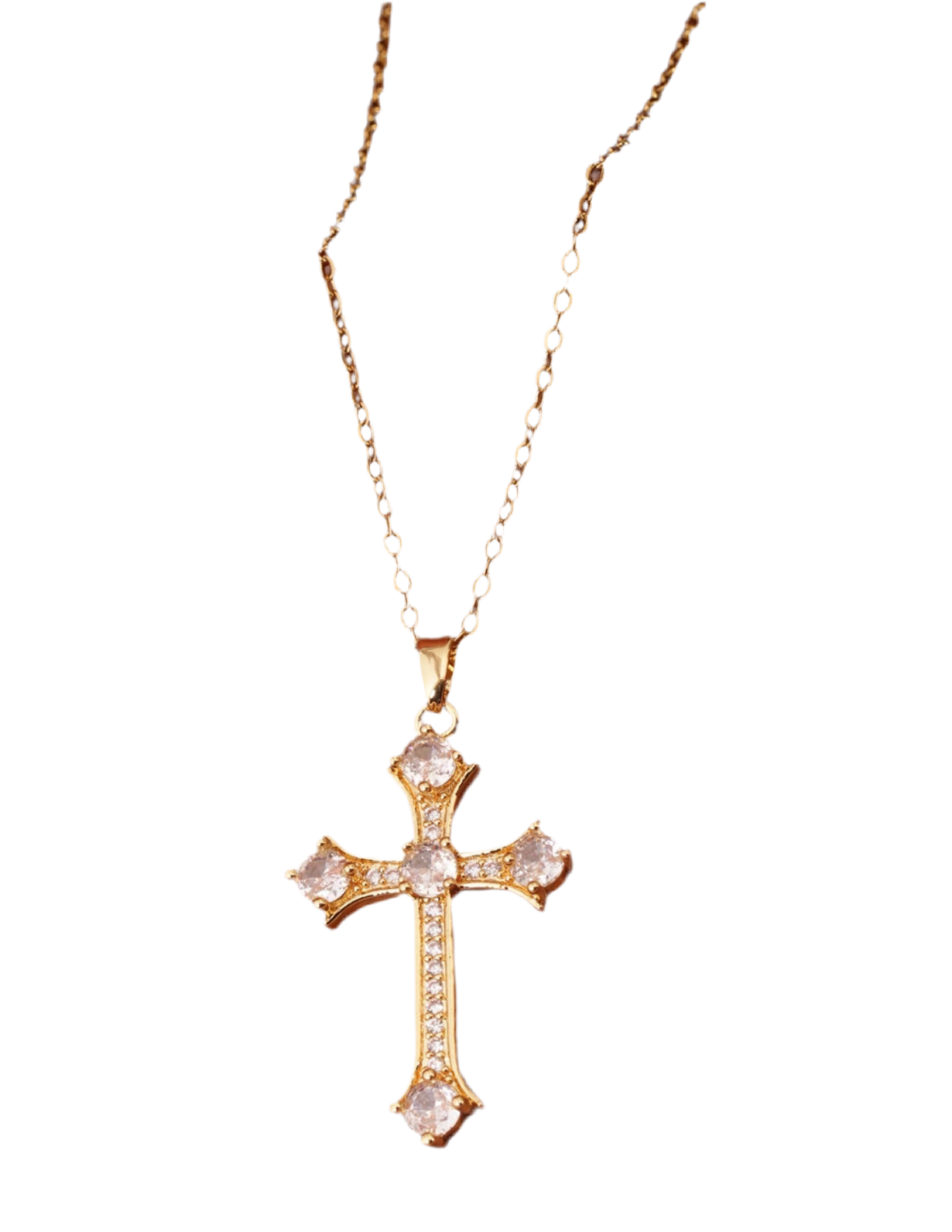 Gold angelic cross necklace
