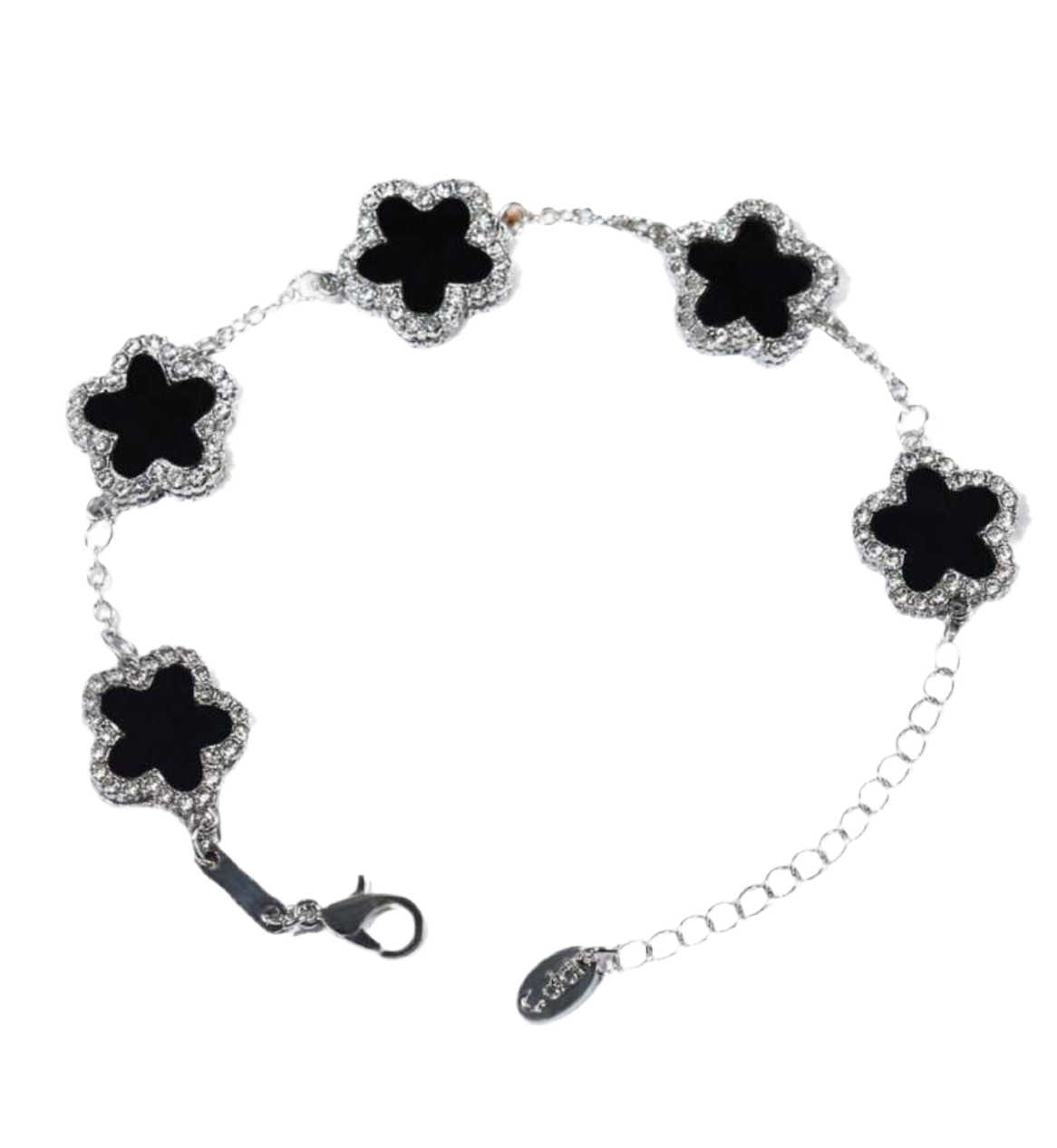 Black and silver clover bracelet