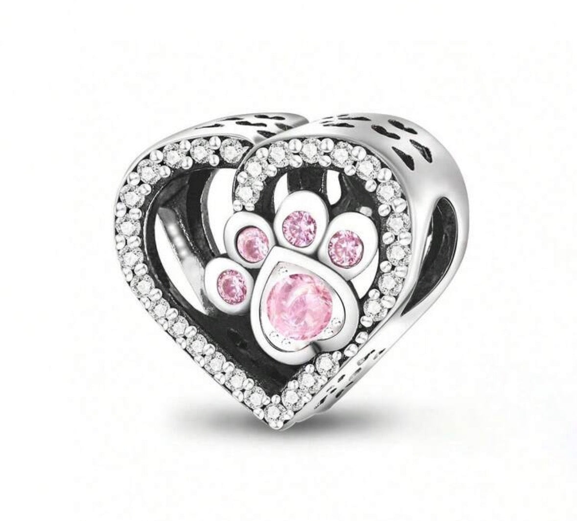 Pink paw print charm