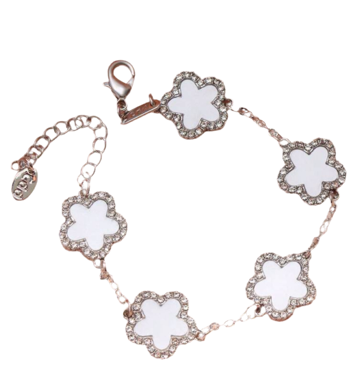 White and silver clover bracelet