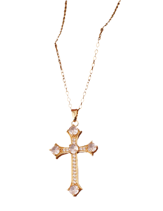 Gold angelic cross necklace