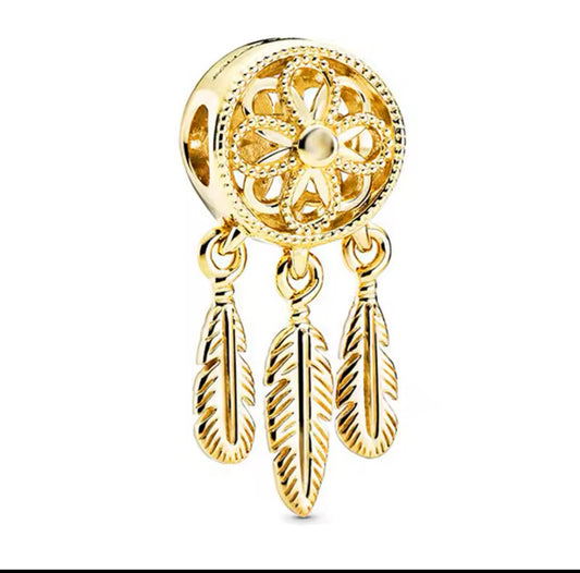 Gold Dream Catcher Charm