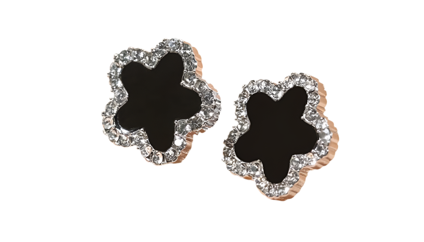 Black and sliver clover earrings