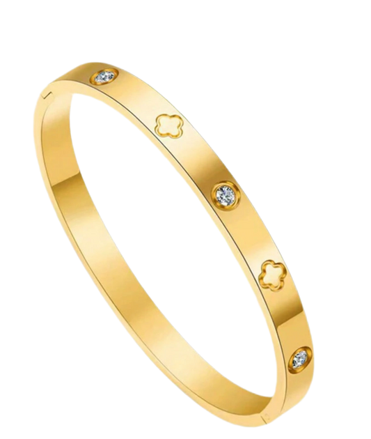 Gold angelic clover bangle