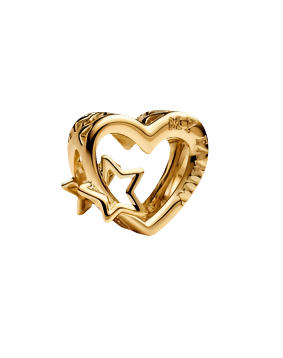 Gold Heart Star Charm