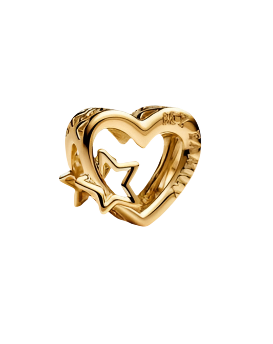 Gold Heart Star Charm