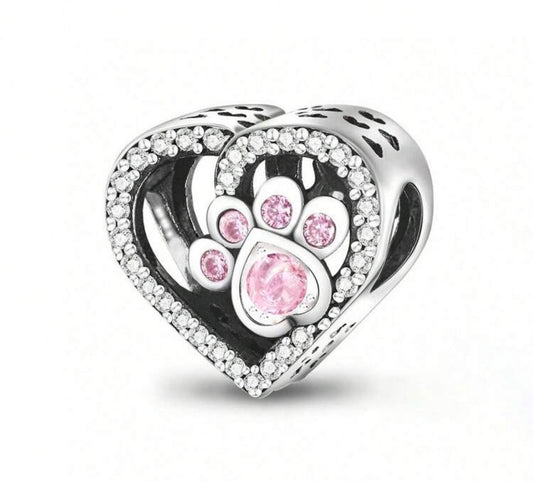 Pink paw print charm