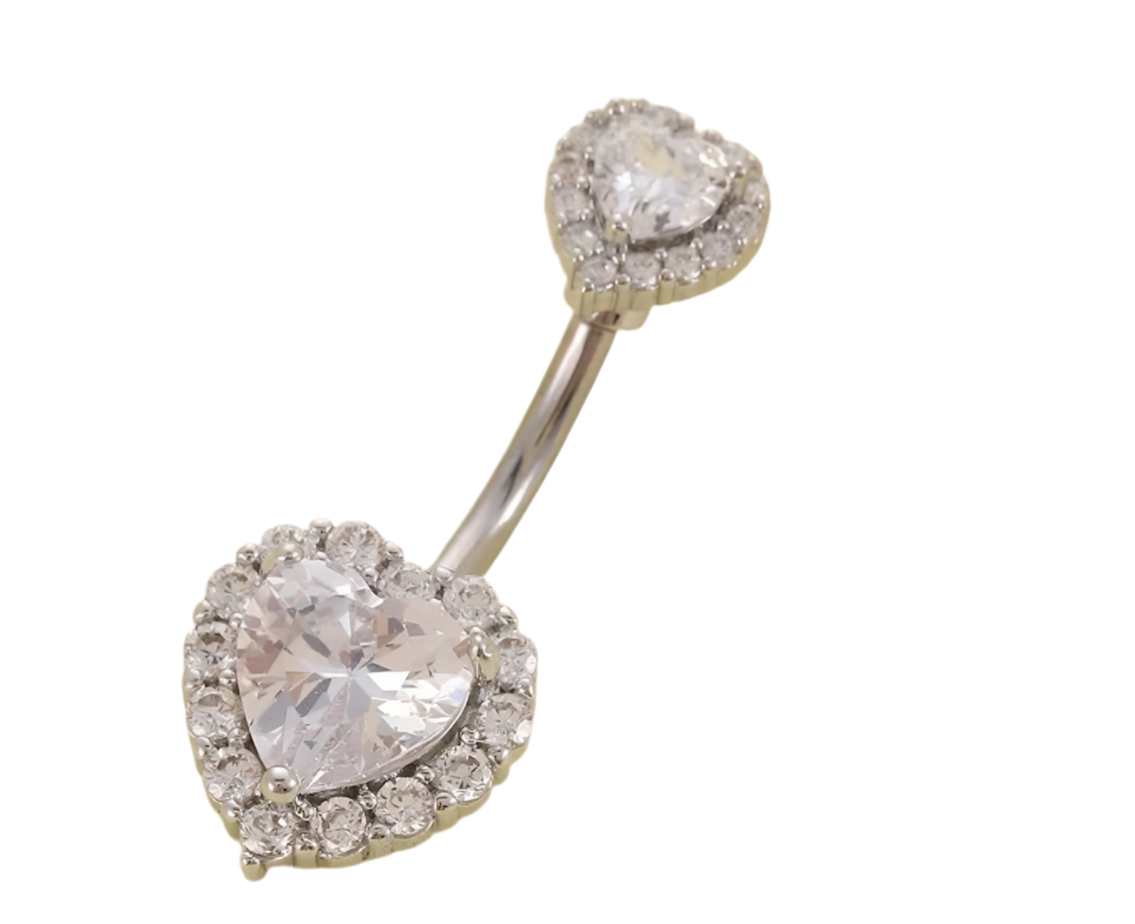 Silver love bomb belly bar