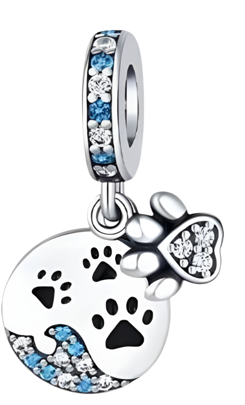 Blue Paw print Charm