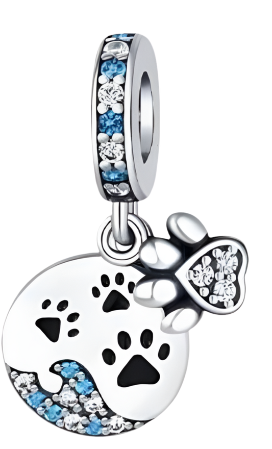 Blue Paw print Charm