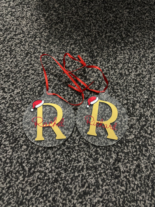 Christmas initial Santa bauble