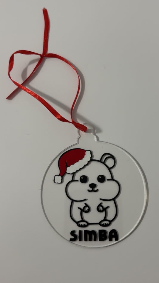 Personalised hamster christmas bauble