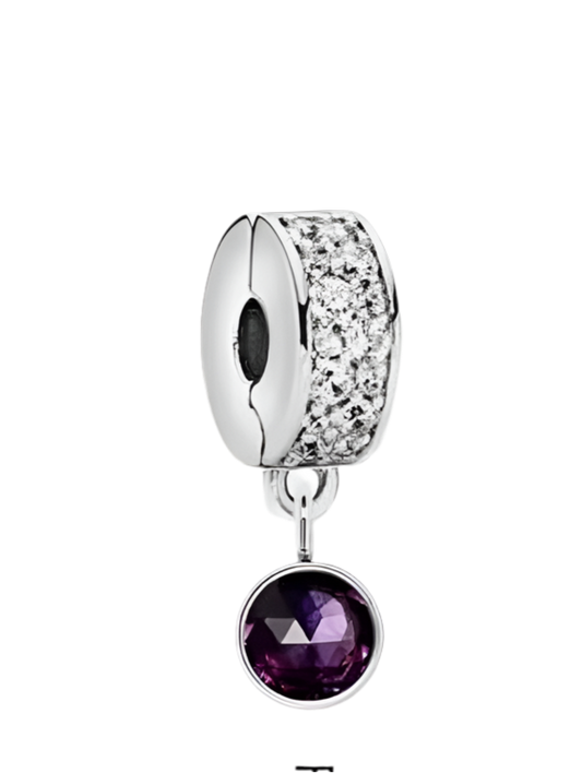 February birthstone safety clip charm