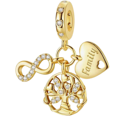 Gold family tree charm