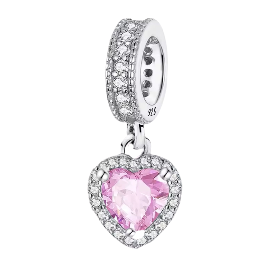 Pink Diamonte Heart Charm