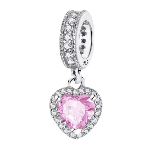 Pink Diamonte Heart Charm