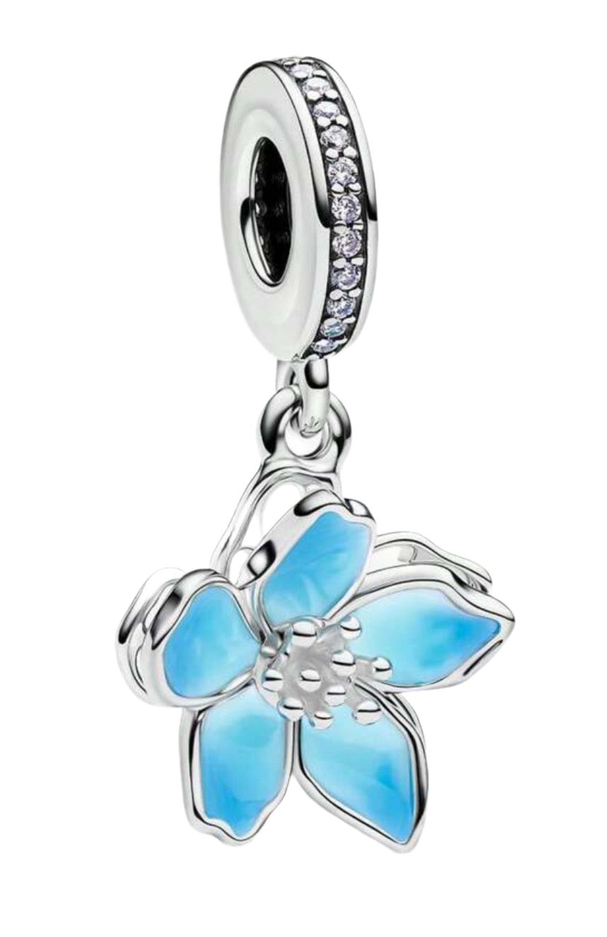 Blue flower dangle charm